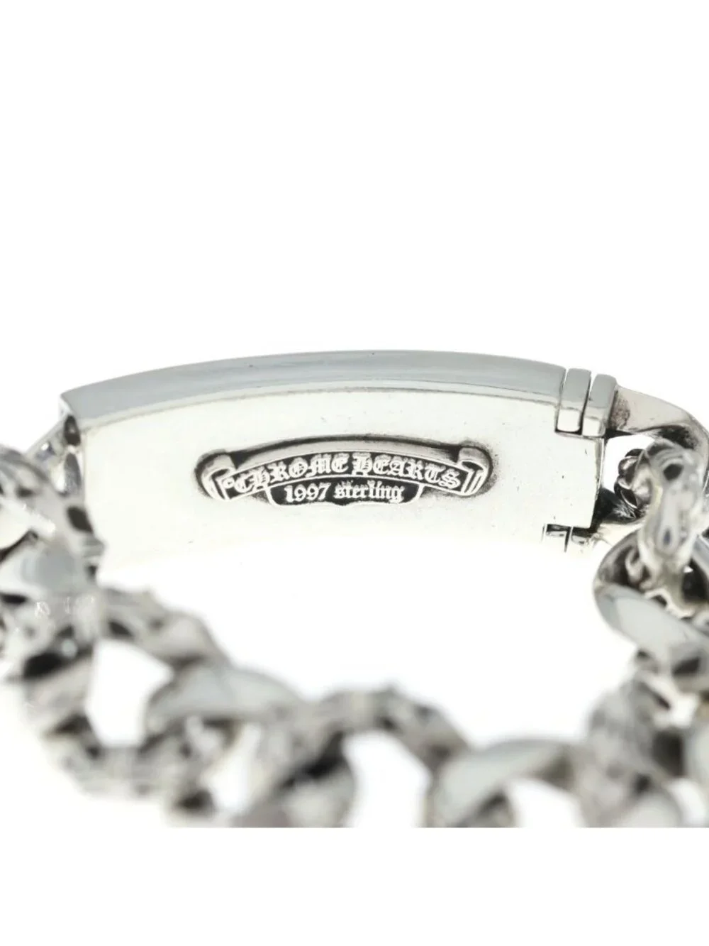 Chrome Hearts ID Floral Crs Cross ID Fancy Link Bracelet Silver